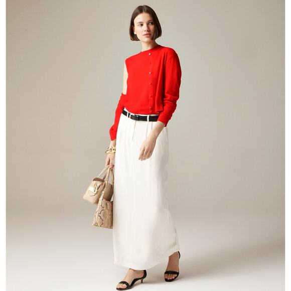 J.Crew Featherweight Cashmere Cardigan Sweater WMNS M Red Soft Knit Button Front - Picture 2 of 9